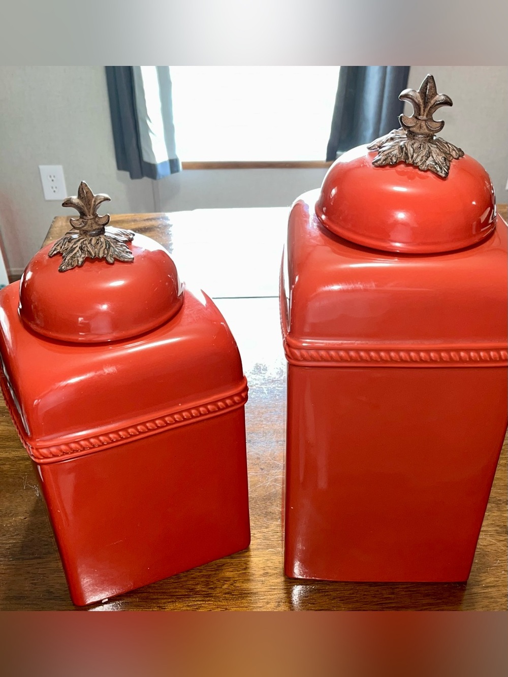 Belaverra Paprika Red Acorn Canisters - Set of 2 (16" & 13" Tall)